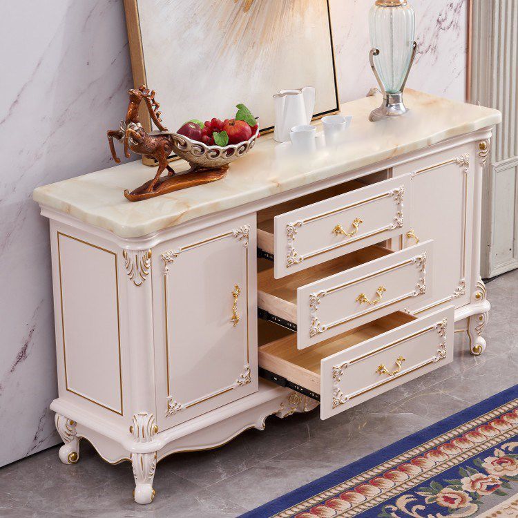 Glam Sideboard White Wood with Door and Drawer for Living Room Clearhalo 'buffet_sideboard' 'Buffets & Sideboards' 'furn' 'furn_buffet_sideboard' 'Furniture' 'Kitchen & Dining Furniture' 1200x1200_05b4dc78-a70a-4267-bfc2-258e3af69564