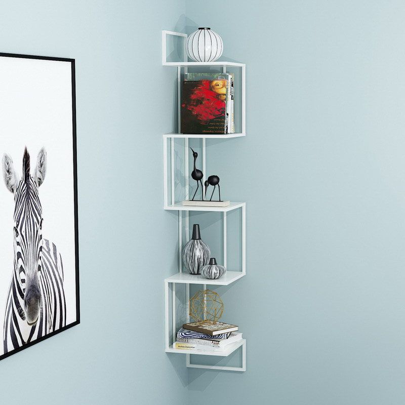 5 scaffali moderni libreria in metallo moderno scaffale a parete montato per soggiorno, 48 "h x 8.5" w