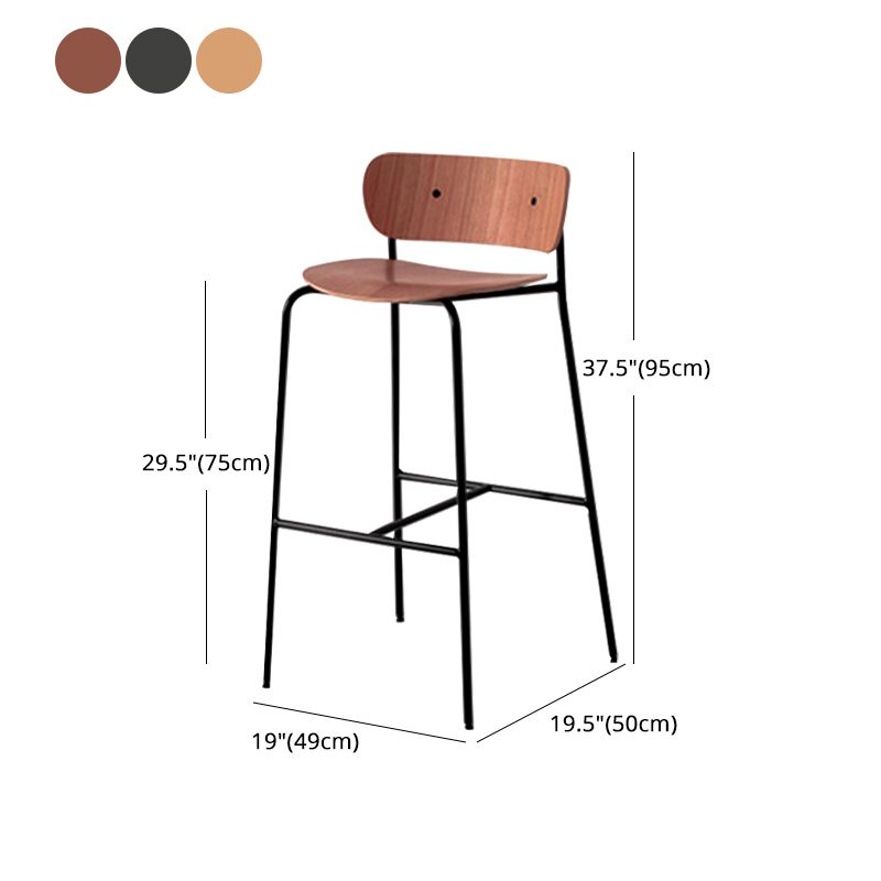 Low Back Metal Indoor Barstool Industrial Black Tall Stool with Wood Seat 1 Piece Clearhalo 'Bar Furniture' 'Bar Stools' 'bar_stools' 'furniture_bar_stools' 'Kitchen & Dining Furniture' 'kitchen&dining_furn' 'kitchen' 'kitchen_furn' Furniture' 1200x1200_05b66b74-766b-4293-a1b1-197fbadc8413