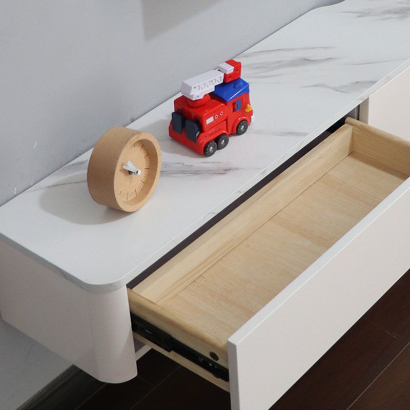 Console TV a parete moderna in legno con cassetti e porte, 9,5 "D x 7" H