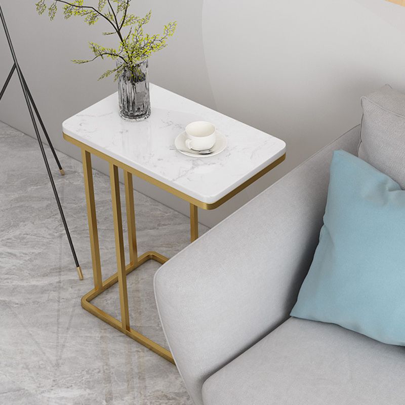 Mesa lateral C de mediados de siglo C pizarra/mesa de extremo rectangular de metal superior