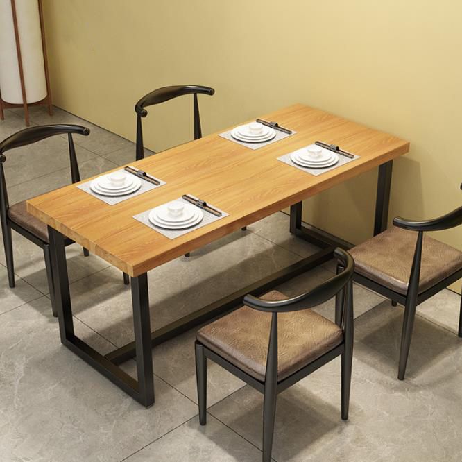 Industrial Pine Solid Wood Table Rectangle Dining Table with Trestle Base Clearhalo 'Dining Tables & Seating' 'Dining Tables' 'dining_table' 'furn' 'furn_dining_table' 'Furniture' 'Kitchen & Dining Furniture' 1200x1200_05bb24b3-a378-486a-bd47-1334cb912c5b