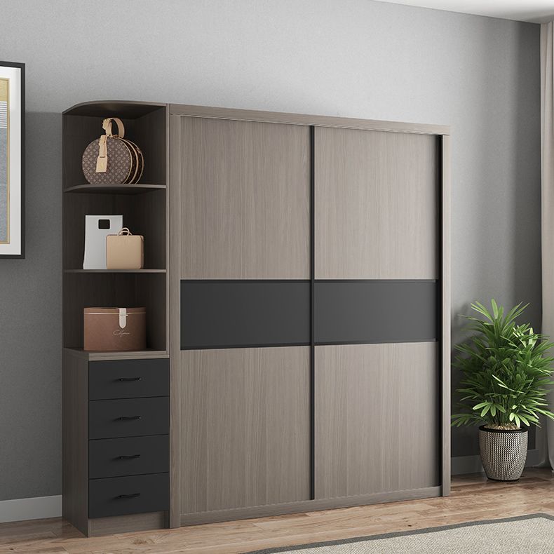 Gemanipuleerde houten garderobe armoire met planken moderne garderobe -kast