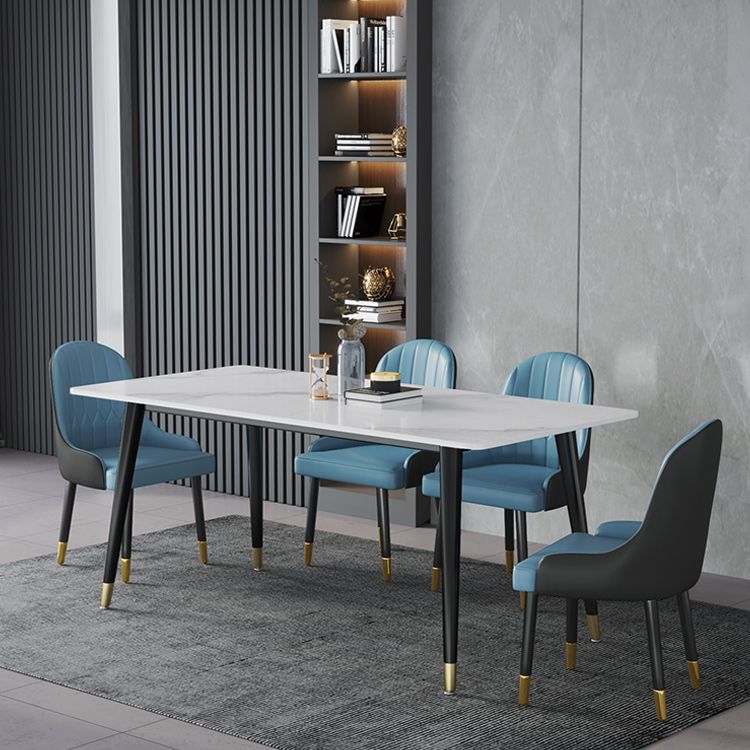 Mesa de comedor rectangular mesa de comedor de piedra con base de hierro