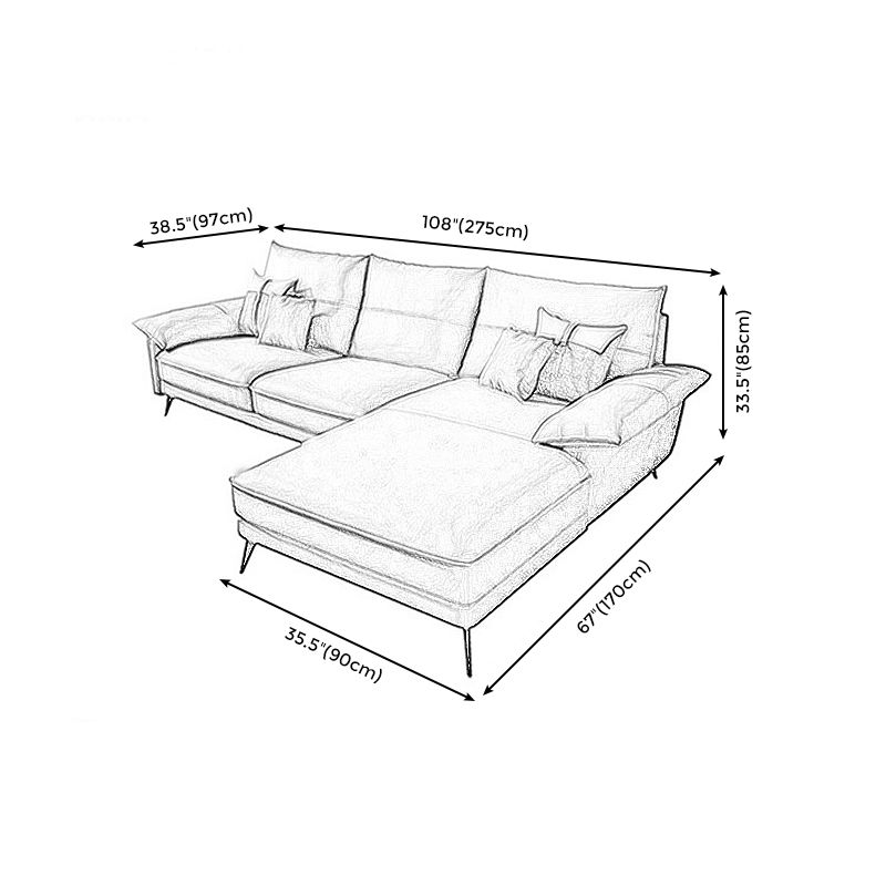 Brown Genuine Leather Sectional Sofa Set Pillow Top Arm Sectionals Couch with Pillows Clearhalo 'Furniture' 'furniture_sectionals' 'Living Room Furniture' 'Sectionals' 1200x1200_05c17b6f-0110-40fd-a109-4a2dee8ebaf1