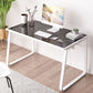 Modern Glass Top Office Desk 28.54" Tall Rectangular Writing Desk Clearhalo 'furn' 'furn_office_desk' 'Furniture' 'Office Desks' 'Office Furniture' 'office_desk' 1200x1200_05c33caa-966d-4fdc-9cf6-e37cbf1c851b