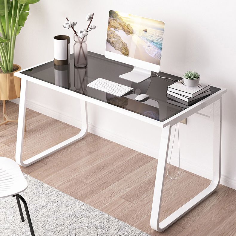 Modern Glass Top Office Desk 28.54" Tall Rectangular Writing Desk Clearhalo 'furn' 'furn_office_desk' 'Furniture' 'Office Desks' 'Office Furniture' 'office_desk' 1200x1200_05c33caa-966d-4fdc-9cf6-e37cbf1c851b