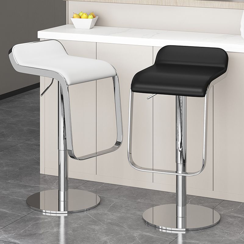 Modern Faux Leather Barstool Adjustable Height Swivel Barstool