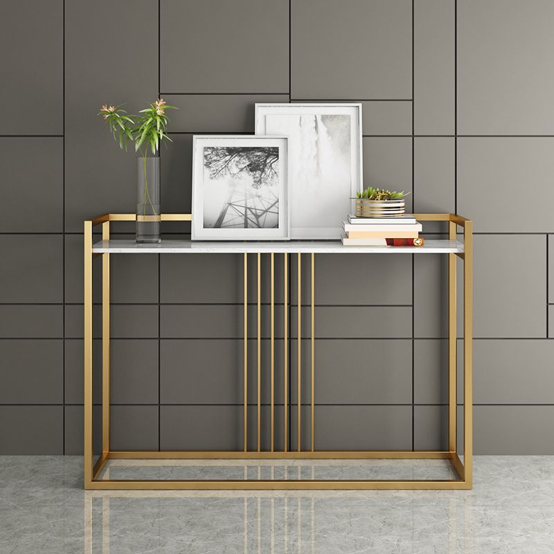 Glam Accent Table Marble Top Golden Sofa Console Table for Hall Clearhalo 'Console Tables' 'console_tables' 'Entry & Mudroom Furniture' 'furn' 'furn_console_tables' 'Furniture' 1200x1200_05c43b98-18cc-4ccc-a090-8970c4677ce1