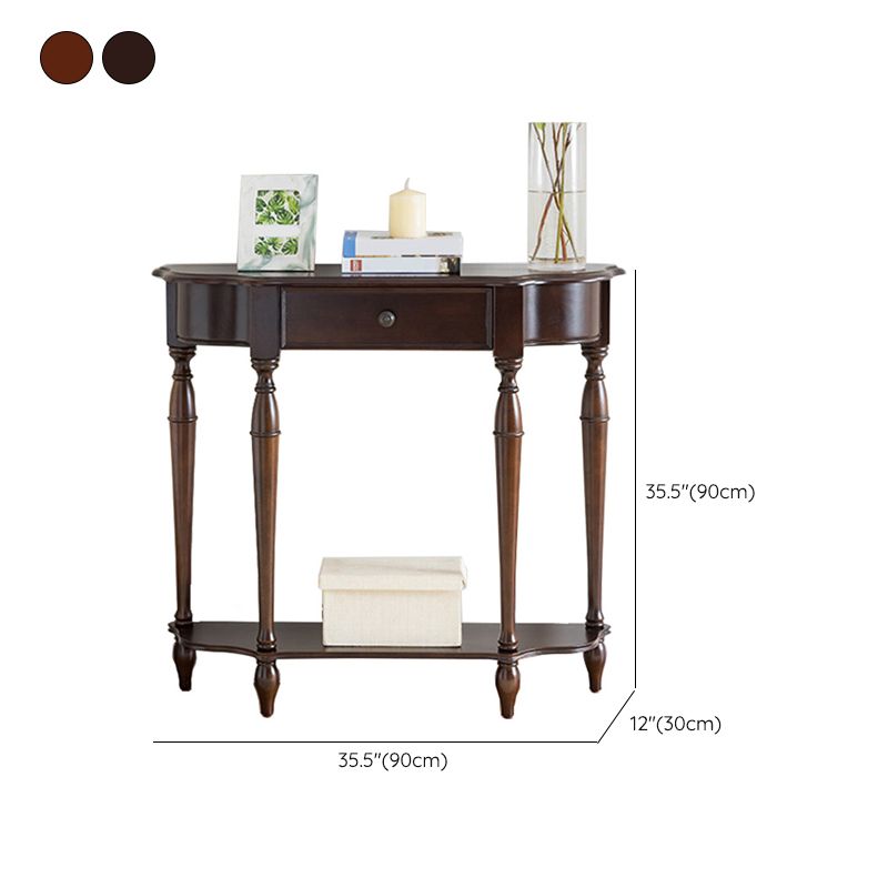 Victorian Rubber Wood Accent Table Free Form Console Sofa Table for Hall