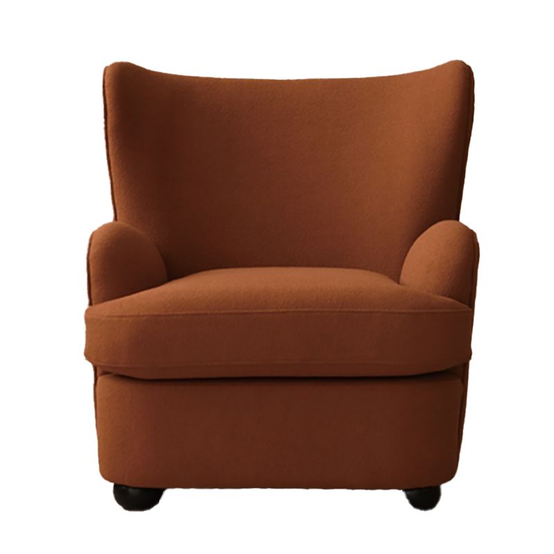 Mid-Century Modern Wingback Chair in Faux Leather/Wool with Tight Back