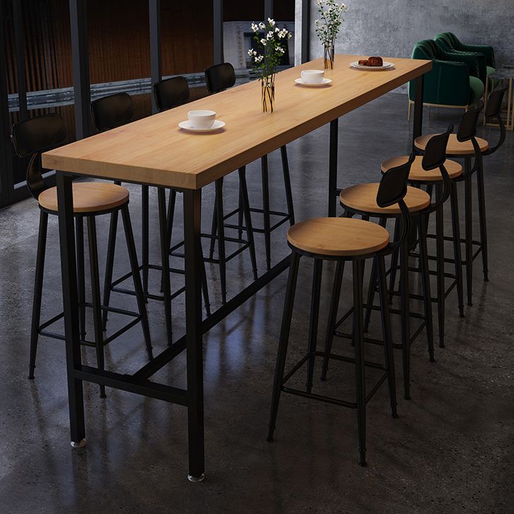 Solid Wood Bar Dining Table Industrial Bar Dining Table with Black Trestle Base Clearhalo 'Bar Furniture' 'Bar Tables' 'bar_tables' 'furn' 'furn_bar_tables' 'Furniture' 'furniture_bar_tables' 'Kitchen & Dining Furniture' 1200x1200_05c93b4a-a228-40fd-a7e7-586eff2492a4