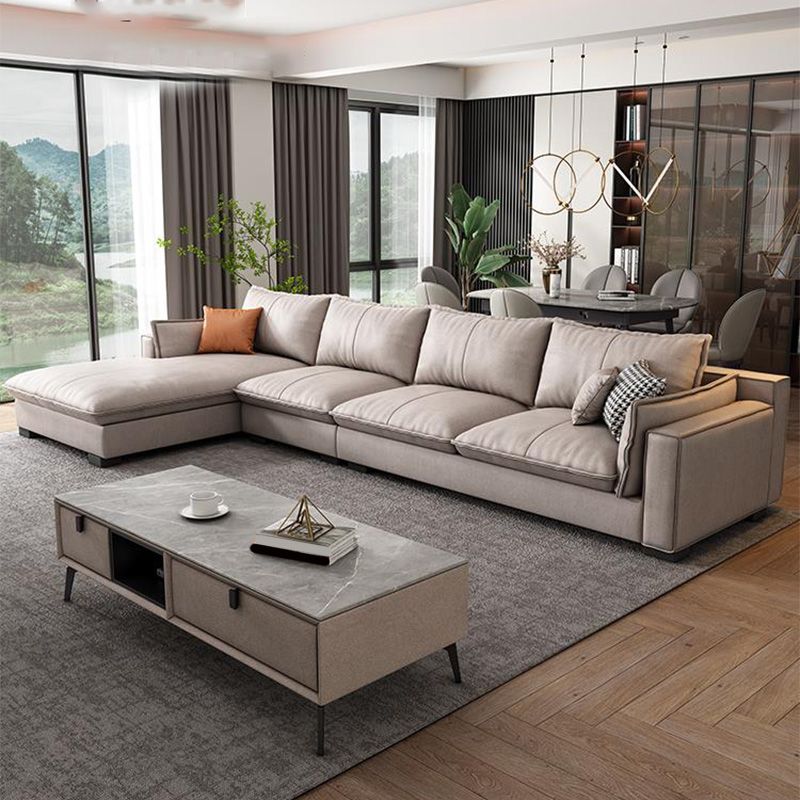 Sofá y chaise empotrado 129.92 "W 66.93" X D 31.5 H "x Sofá de espalda suelta, cuero falso