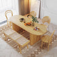 Mesa de comedor ovalada moderna de madera maciza con pedestal doble en color natural