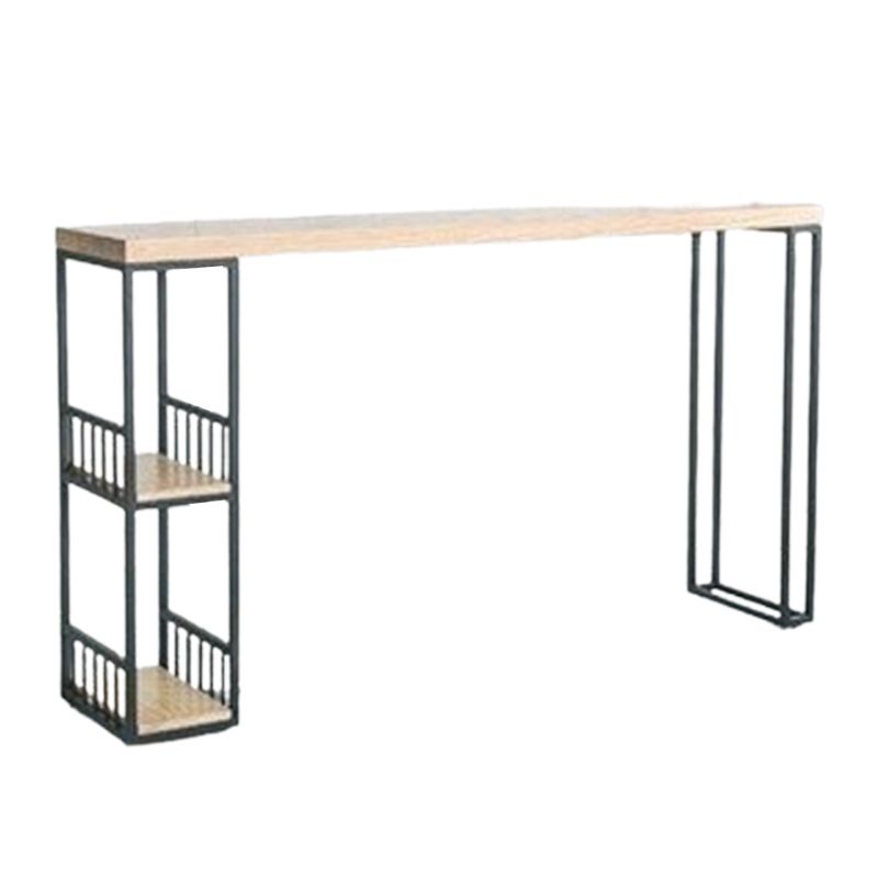 Tavolo da bar rettangolo in stile glam in legno massiccio tavolo da pranzo a barra piedistallo doppia con conservazione