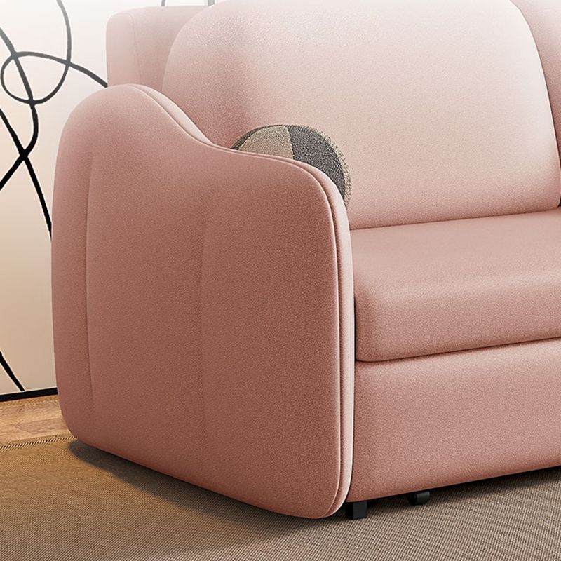 Scandinavian Faux Leather Sleeper Sloped Arm Sofa Bed in Pink Clearhalo 'furn' 'furn_futons' 'Furniture' 'Futons & Daybeds' 'Futons' 'Living Room Furniture' 1200x1200_05cbffd2-0be8-4482-ba6b-68d00e17c2ef