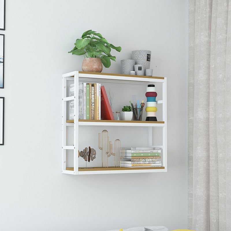 Industrial Wall Unit Bookshelf Black Steel Frame Natural Manufactured Wood Shelf Bookshelf Clearhalo 'Bookcases' 'Furniture' 'furniture_bookcases' 'kitchen' 'kitchen_bookcases' 'Living Room Furniture' 'Office Furniture' 1200x1200_05cef6ad-bb42-47a0-a602-2895b492ebf1