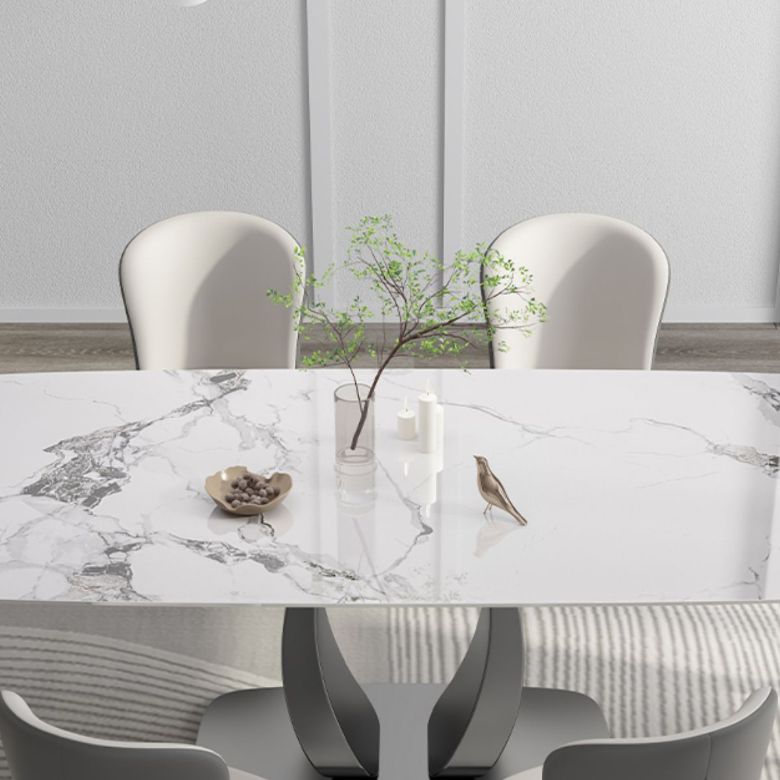Rectangular Stone Top Dining Table Double Pedestal Metal Base for Living Room Clearhalo 'Dining Tables & Seating' 'Dining Tables' 'dining_table' 'furn' 'furn_dining_table' 'Furniture' 'Kitchen & Dining Furniture' 1200x1200_05cf4c80-fe27-4466-b9c9-a55a95373799