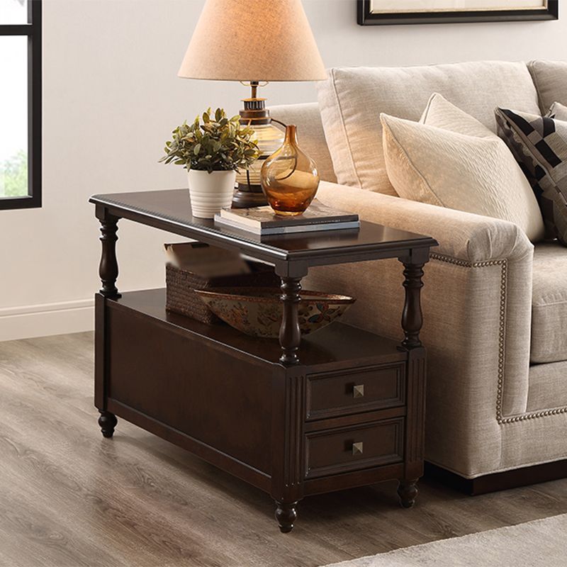 23,6 "hohe rustikale Eichenschubladen -Endtabelle 4 Beine rechteckiger Beistelltisch