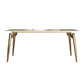 Luxury Sintered Stone Dining Table Rectangle White Table with Metal 4 Legs in Gold