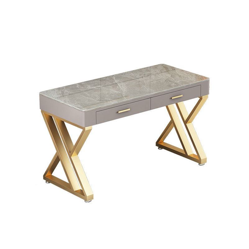 Glam Stone Writing Desk Sled Base 29.53" Tall Office Desk with Drawers Clearhalo 'furn' 'furn_office_desk' 'Furniture' 'Office Desks' 'Office Furniture' 'office_desk' 1200x1200_05d1d6ff-4481-4c77-89c7-0715e728e9da