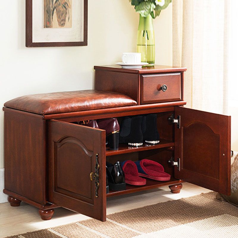 Traditional Entryway Bench Solid Wood Bench with Upholstered , 13.65 Inch W Clearhalo 'Benches' 'Chairs & Seating' 'furn' 'furn_benches' 'Furniture' 'Living Room Furniture' 1200x1200_05d1f567-9580-4231-a7e0-15a153ddb479