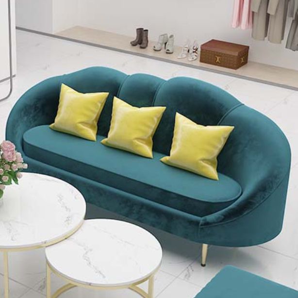 Sofá de terciopelo contemporáneo con brazo inclinado y espalda apretada para apartamento