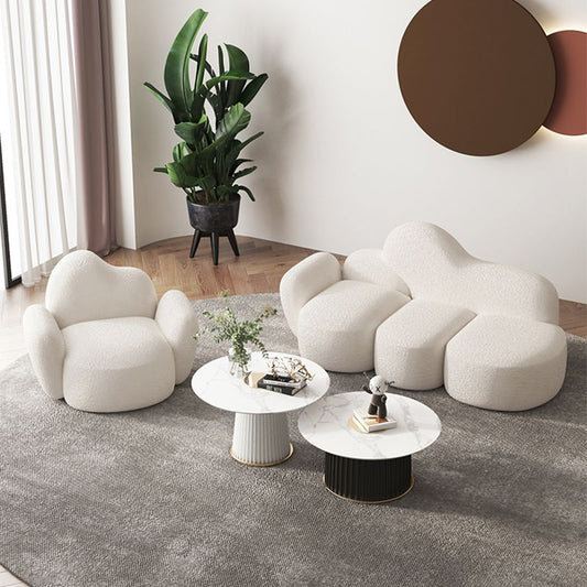 Skandinavischer 29,92 "breites Wollholz -Rahmensofa in Weiß für Wohnzimmer