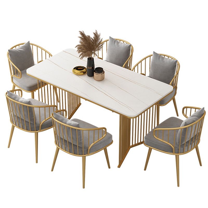 Rectangular Sintered Stone Dining Table Modern Black-white Furniture with Double Pedestal