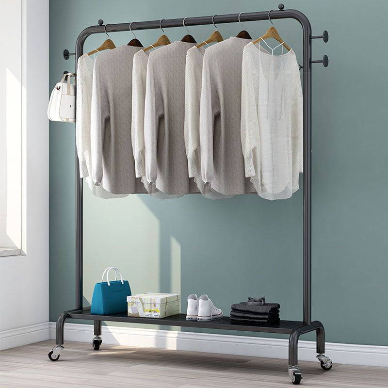 Rack de manteau d'entrée industriel métal rail rail inférieur d'étagère inférieur avec 4 crochets