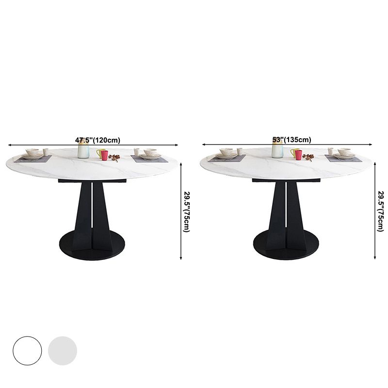 Contemporary Round Dining Table Drop-Leaf Sintered Stone Dining Table with Pedestal Base Clearhalo ' dining_table' 'Dining Tables & Seating' 'Dining Tables' 'furn' 'furn_dining_table' 'Furniture' 'furniture_dining_table' 'Kitchen & Dining Furniture' 'kitchen&dining_furn' 'kitchen' 'kitchen_dining_table' 1200x1200_05d9b9a3-47d9-4200-b1b1-657826f8ef53