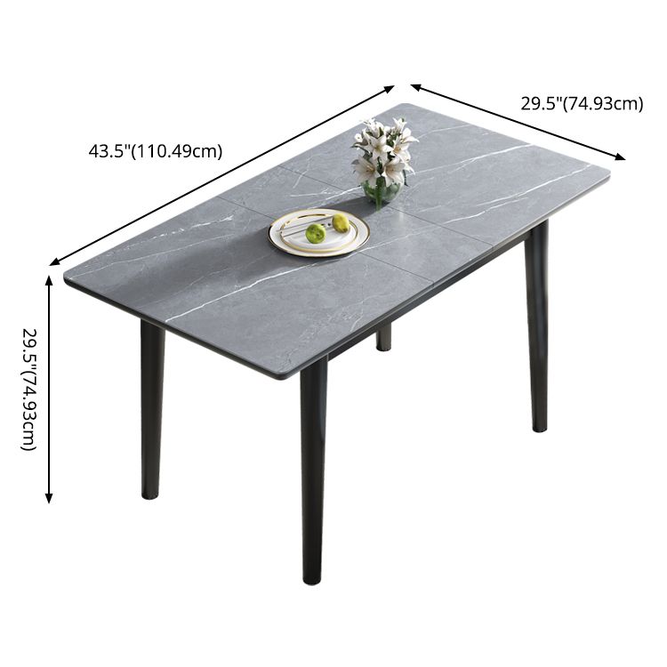 Modern Collapsible Sintered Stone Dining Room Table with 4 Metal Legs for Kitchen Dining Set Clearhalo 'Dining Room Sets' 'Dining Tables & Seating' 'dining_room_set' 'furn' 'furn_dining_room_set' 'Furniture' 'furniture_dining_room_set' 'Kitchen & Dining Furniture' 'kitchen&dining_furn' 'kitchen' 1200x1200_05db3719-c831-4d7e-96e0-262137038f4b