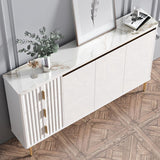 Glam Style Stone Sideboard Buffet Dining Room 34"H 3-Drawers Buffet Server in White Clearhalo 'buffet_sideboard' 'Buffets & Sideboards' 'furn' 'furn_buffet_sideboard' 'Furniture' 'Kitchen & Dining Furniture' 1200x1200_05db6204-dda1-4048-b454-04fc3282ce5e