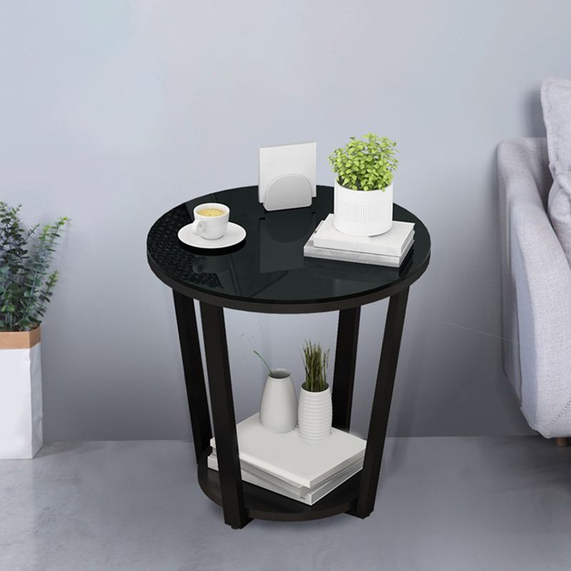 22,4 "tavolo da gambe in acciaio alto 4 gambe rotonde tavolo da estremità in legno con scaffale