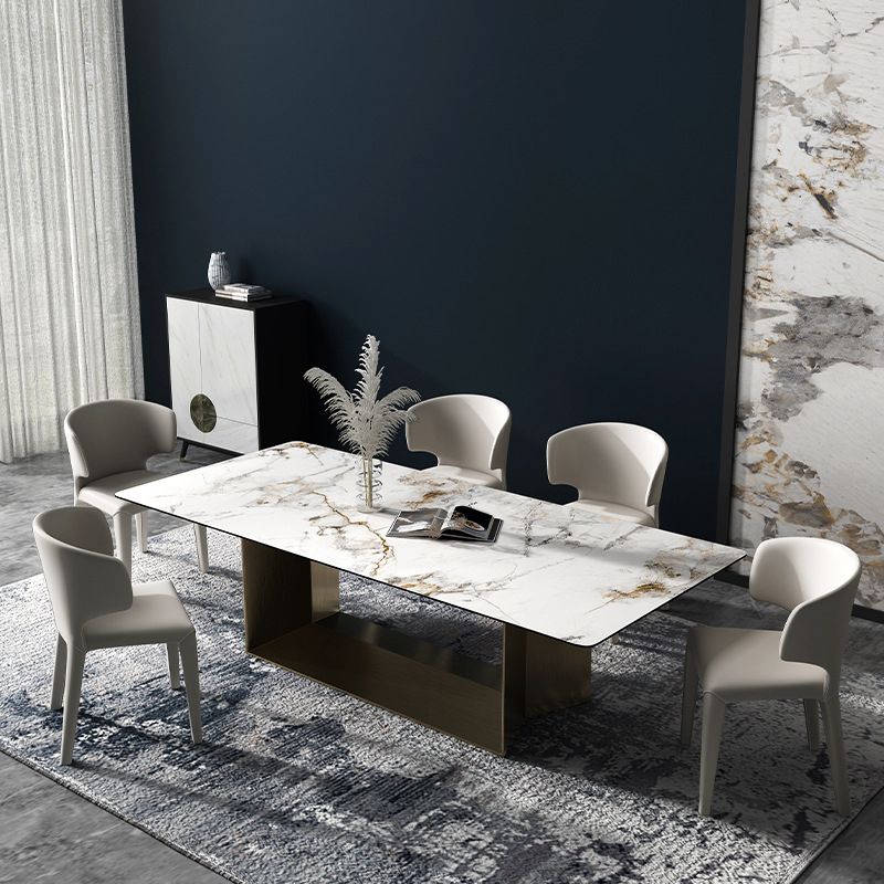 Designer Style Sintered Stone Dining Set Rectangle 1/2/3/6/7 Pieces Dining Room Table Set Clearhalo 'Dining Room Sets' 'Dining Tables & Seating' 'dining_room_set' 'furn' 'furn_dining_room_set' 'Furniture' 'furniture_dining_room_set' 'Kitchen & Dining Furniture' 1200x1200_05de79b2-a228-44f6-b401-16c40e92fad2