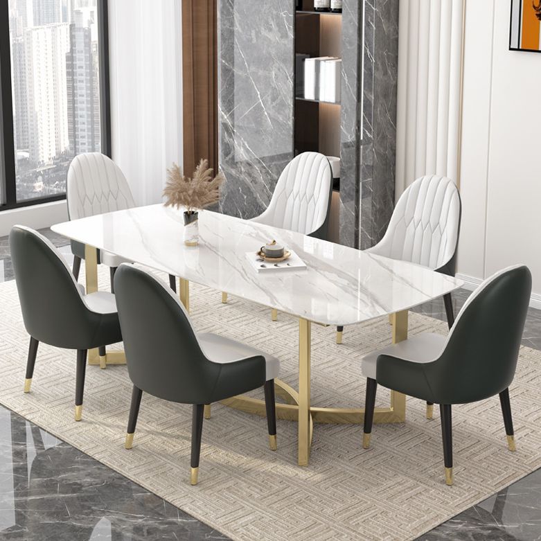 Ensemble de salle à manger rectangulaire luxueux, ensemble de Table de dinette en pierre frittée, 1/4/5/7 pièces