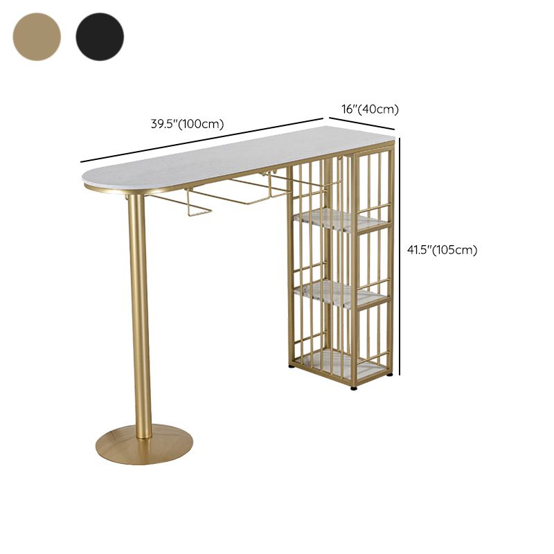 Table de bar d'intérieur spécialisée, table de pub moderne blanche avec rangement en métal