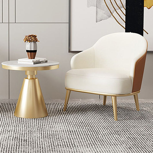 Fixed Back Armchair Living Room Recessed Arms Chair with Cushion