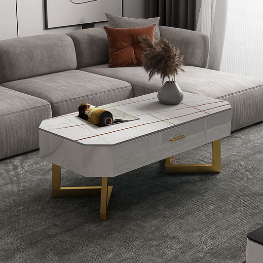 17.7" Tall Modern Metal Sled Base Slate Rectangular Top Coffee Table with Drawers Clearhalo 'Coffee & Accent Tables' 'Coffee Tables' 'coffee_tables' 'furn' 'furn_coffee_tables' 'Furniture' 'furniture_coffee_tables' 'Living Room Furniture' 1200x1200_05e276fe-e9b6-4fc2-a134-55bad25b9713