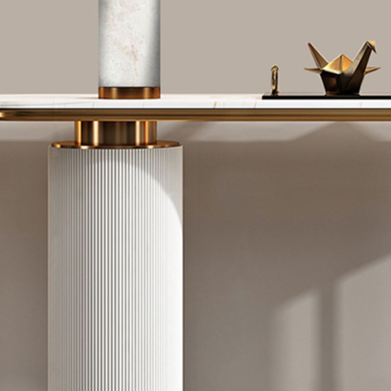 Glam 33.46" Tall Console Table Stone Oval Accent Table for Hall Clearhalo 'Console Tables' 'console_tables' 'Entry & Mudroom Furniture' 'furn' 'furn_console_tables' 'Furniture' 1200x1200_05e34e21-1059-4f6a-90e2-7d1c7ae42fd4