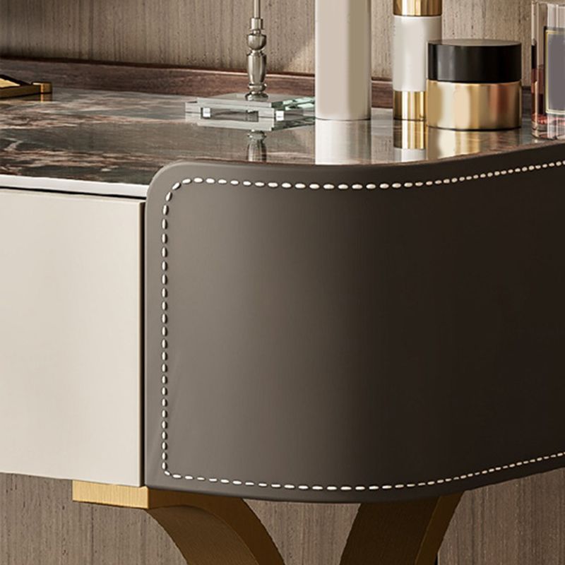 2 cajones de tocador con taburete Glam Stone Top Manaup Tocador de tocador