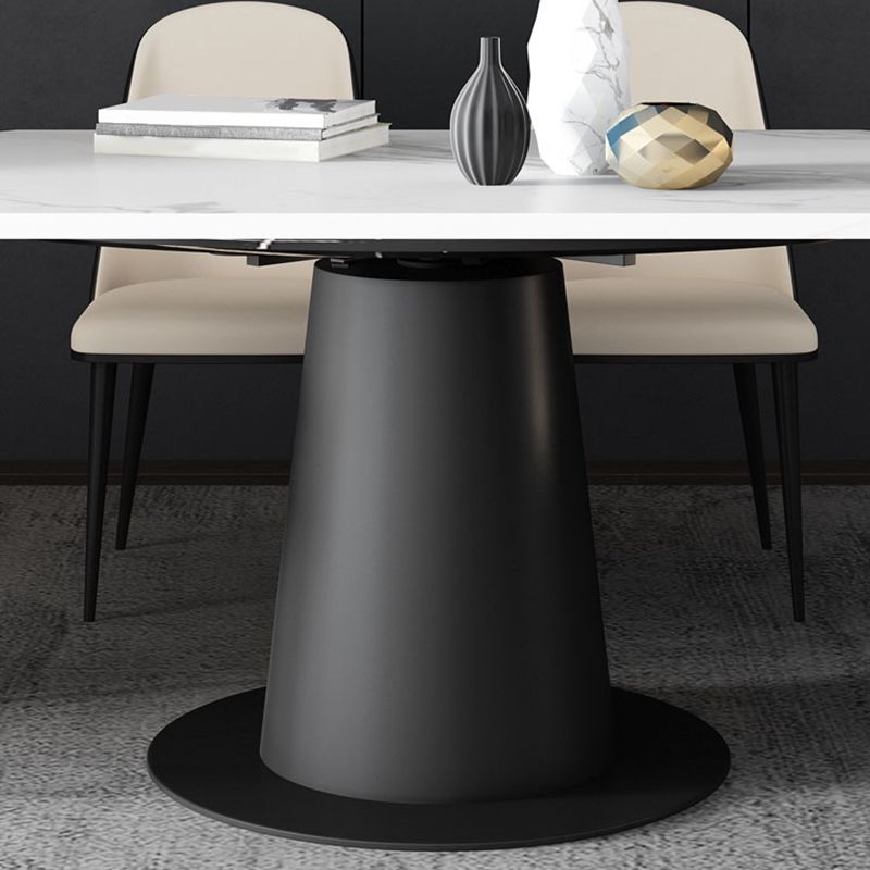 Contemporary Sintered Stone Dining Table Extendable Dining Table with Pedestal Base Clearhalo 'Dining Tables & Seating' 'Dining Tables' 'dining_table' 'furn' 'furn_dining_table' 'Furniture' 'Kitchen & Dining Furniture' 1200x1200_05e9c52a-a433-47b0-a506-e879e8de4958