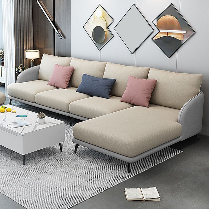 126"L √ó 67"W Faux Leather Sofa and Chaise Cushion Back Sectional with Sloped Arms Clearhalo 'furn' 'furn_sectionals' 'Furniture' 'furniture_sectionals' 'Living Room Furniture' 'Sectionals' 1200x1200_05ea1dea-4844-4d10-8acb-3540f6c035f7