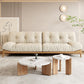 Scandinavian Settee Living Room White Tufted Armless Standard Seating