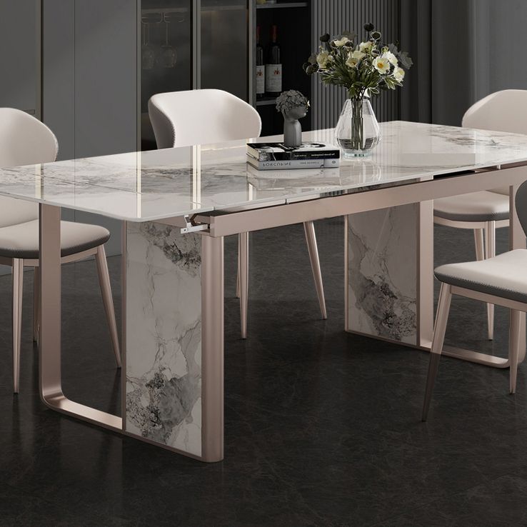 Traditional Luxury Style Dining Table Rectangle Sintered Stone Table with Double Pedestal Clearhalo ' dining_table' 'Dining Tables & Seating' 'Dining Tables' 'furn' 'furn_dining_table' 'Furniture' 'furniture_dining_table' 'Kitchen & Dining Furniture' 'kitchen&dining_furn' 'kitchen' 'kitchen_dining_table' 1200x1200_05eb8a6d-7303-4a56-bcf1-de9ad92717c8