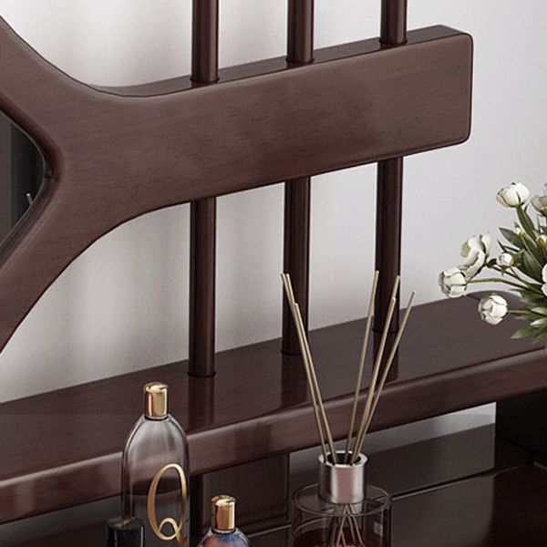 Traditional Style Solid Wood with Drawers Dark Coffee Dressing Table