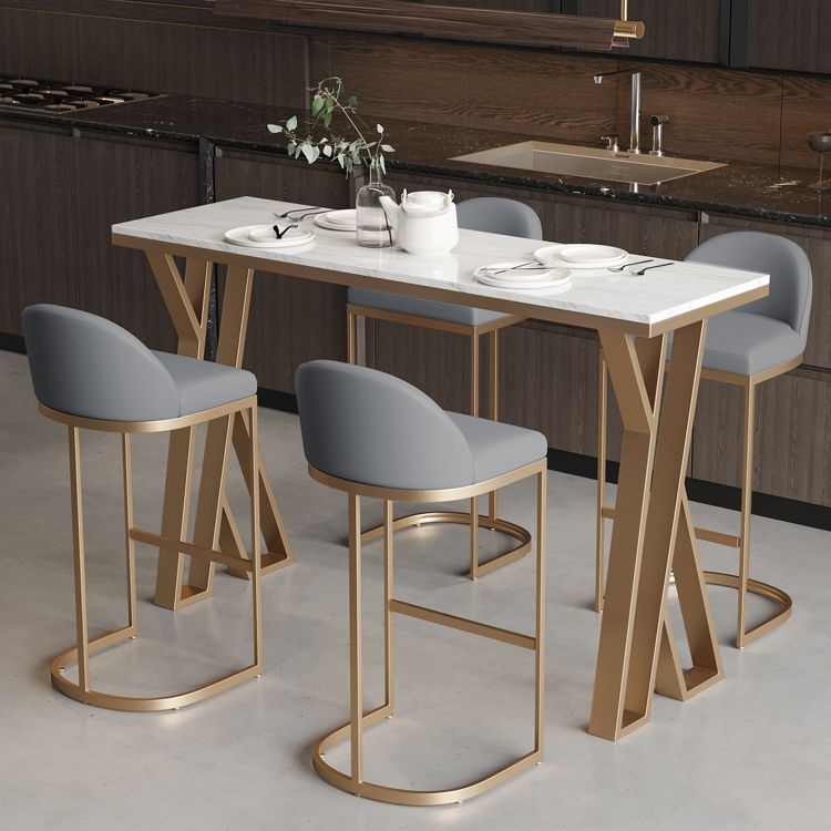 Glam rechthoekige stenen balktafel Zet 1/5 stukken tegen tafel met hoge ontlasting