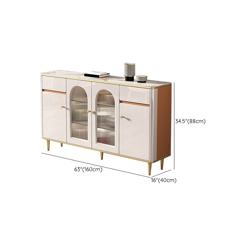 Scheda laterale in pietra bianca in stile glam con gambe dorate