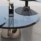Black  Glass Top Bunching Tables Abstract Coffee Cocktail Table