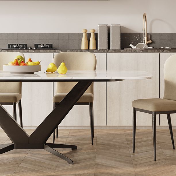 Sintered Stone Dining Table Single Pedestal Base Luxury Style Rectangle Table for Home Clearhalo ' dining_table' 'Dining Tables & Seating' 'Dining Tables' 'furn' 'furn_dining_table' 'Furniture' 'furniture_dining_table' 'Kitchen & Dining Furniture' 'kitchen&dining_furn' 'kitchen' 'kitchen_dining_table' 1200x1200_05edf154-c491-4831-86da-d8ca61b8fbc7